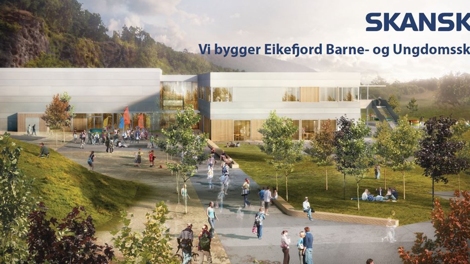 Skisse av nye Eikefjord barne- og ungdomsskole