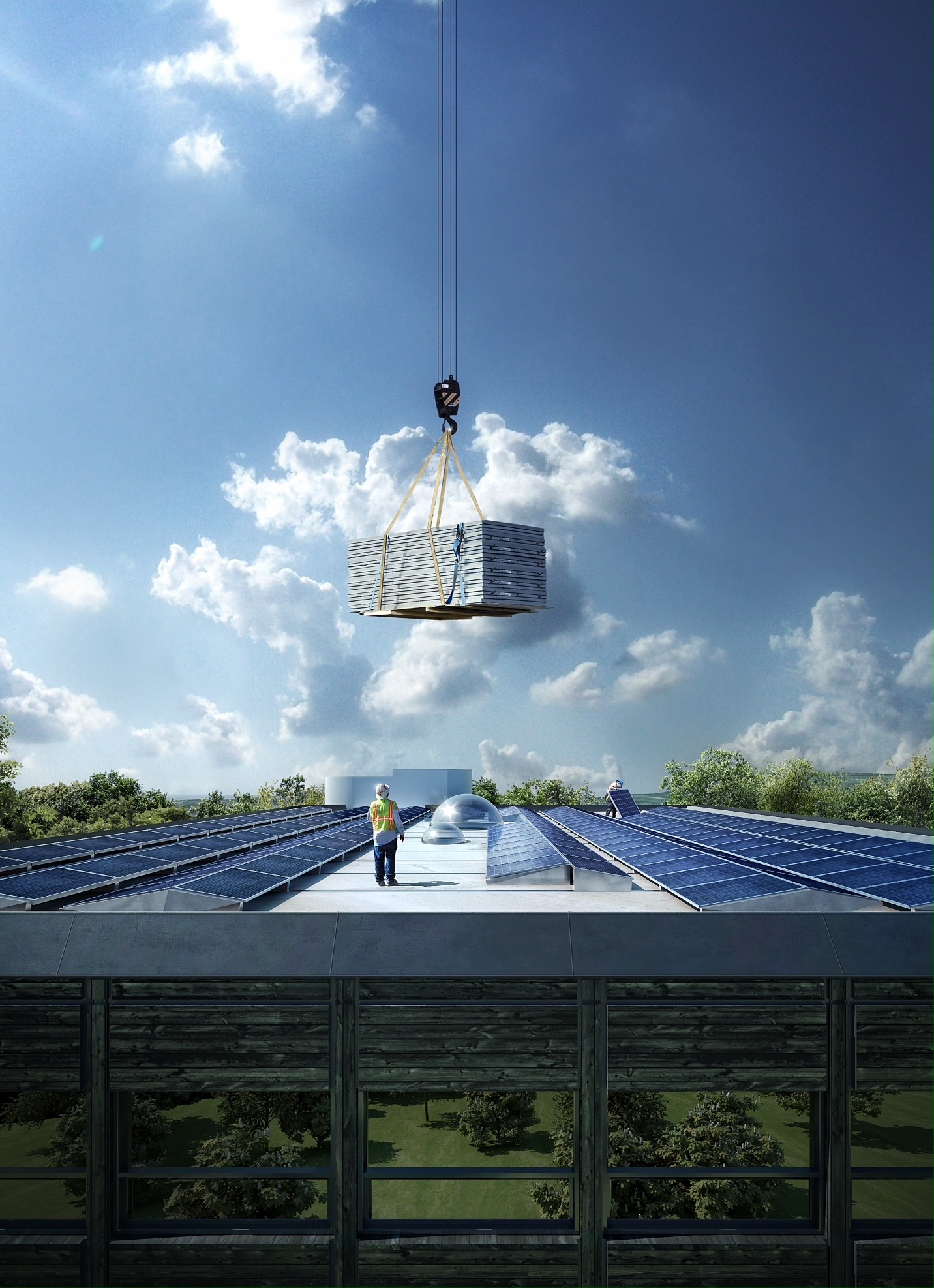 Skisse fra solcelle-taket under produksjon