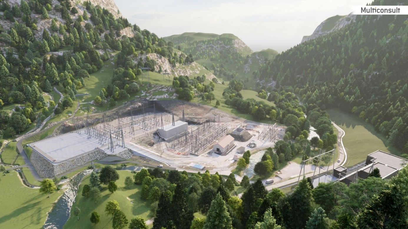 Børdalen transformatorstasjon nederst til høyre