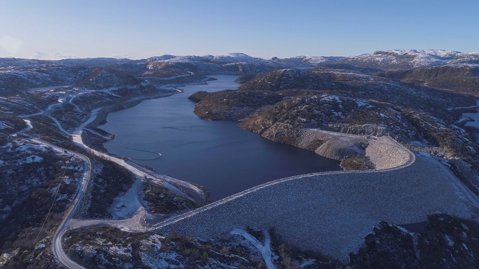 Dam Skjerkevatn sett fra lufta Dam Skjerkevatn sett fra lufta