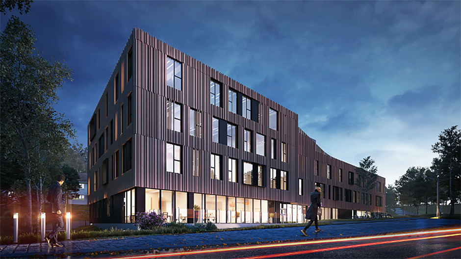 Åsane Slik skal Bergens første store bygg i massivtre bli - Illustrasjon Link Arkitektur