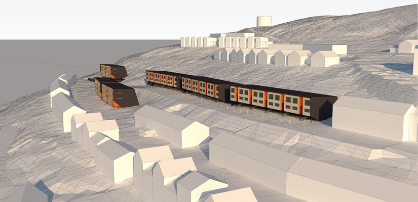 Husfabrikken skal bygge 60 boliger i Gruvedalen, øst for Longyearbyen sentrum. De modulbaserte boligene vil bestå av 3-, 4- og 5-roms leiligheter, fordelt på seks bygg. Husfabrikken skal bygge 60 boliger i Gruvedalen, øst for Longyearbyen sentrum. De modulbaserte boligene vil bestå av 3-, 4- og 5-roms leiligheter, fordelt på seks bygg.
