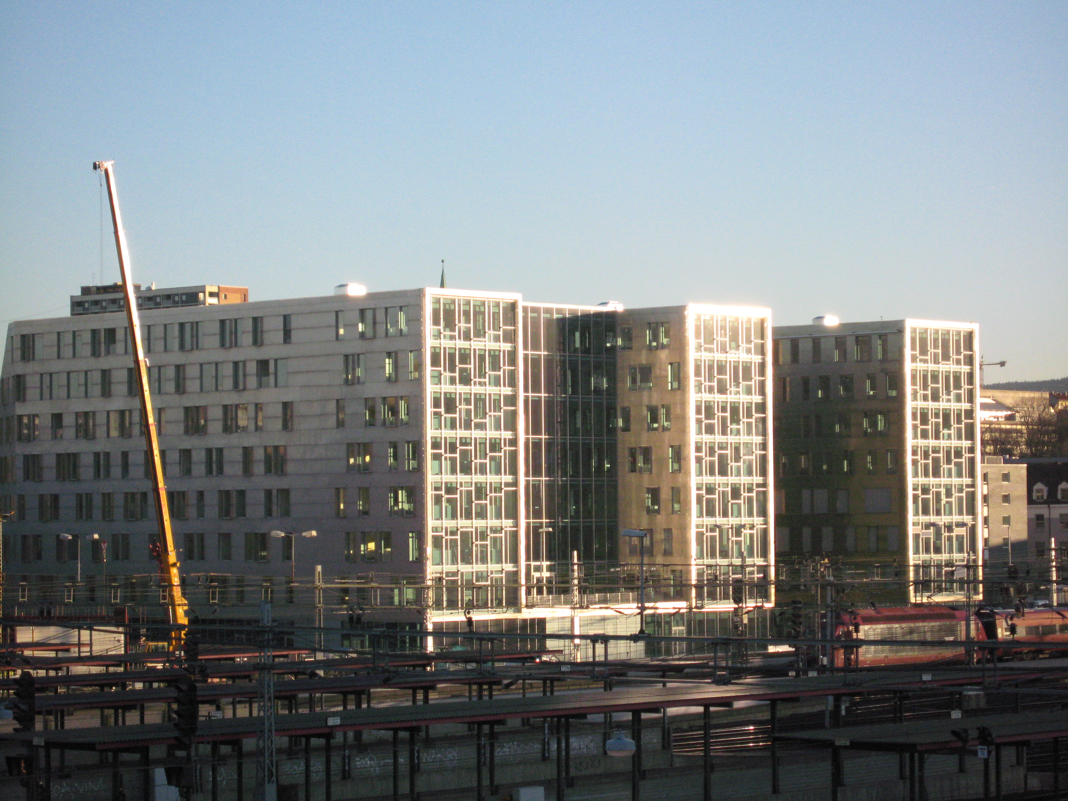 Byggene sett fra Sentralbanestasjonen