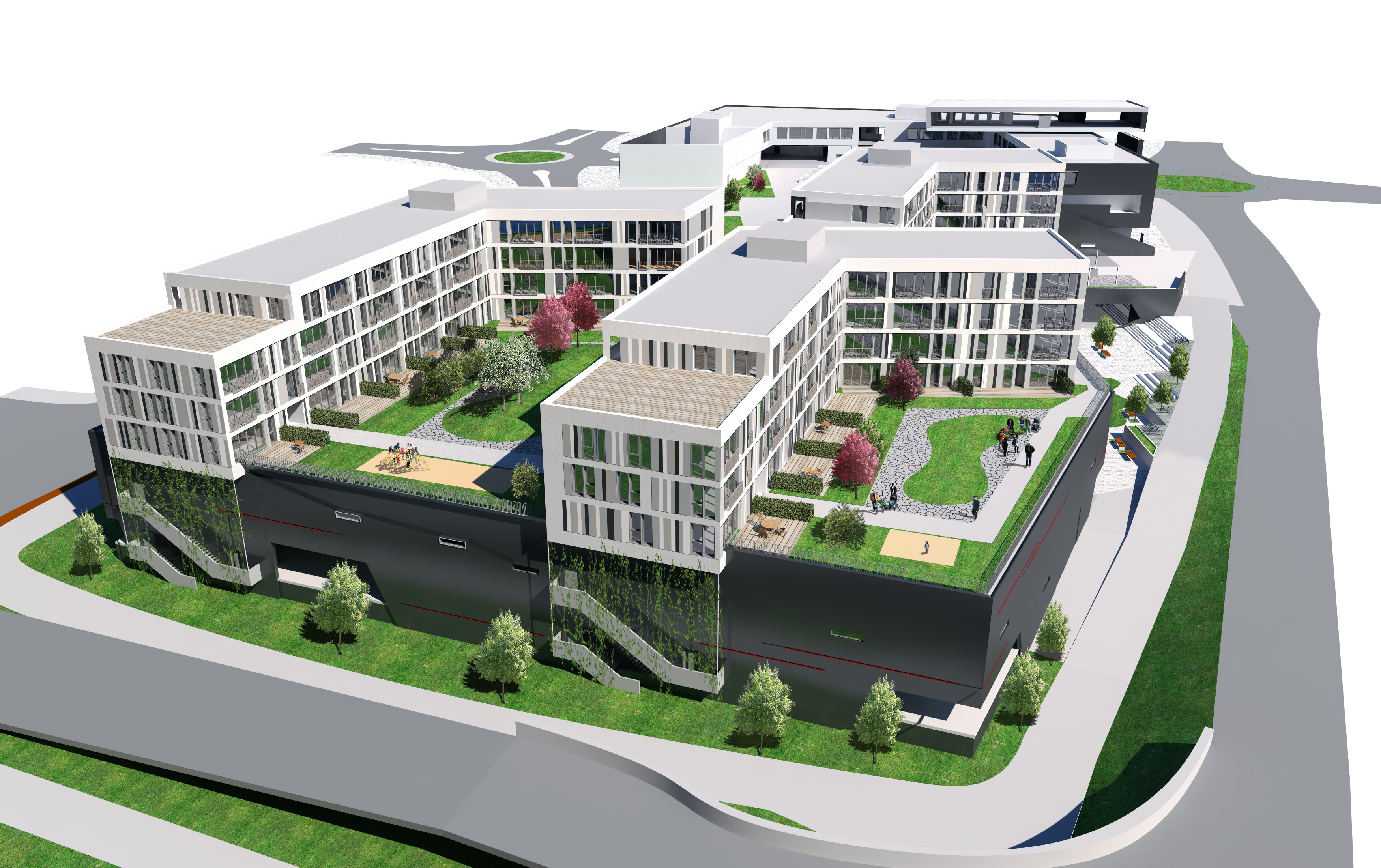 Skisse av boligdelen i senteret