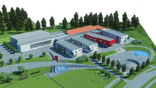 Skissetegning over skolebyggene