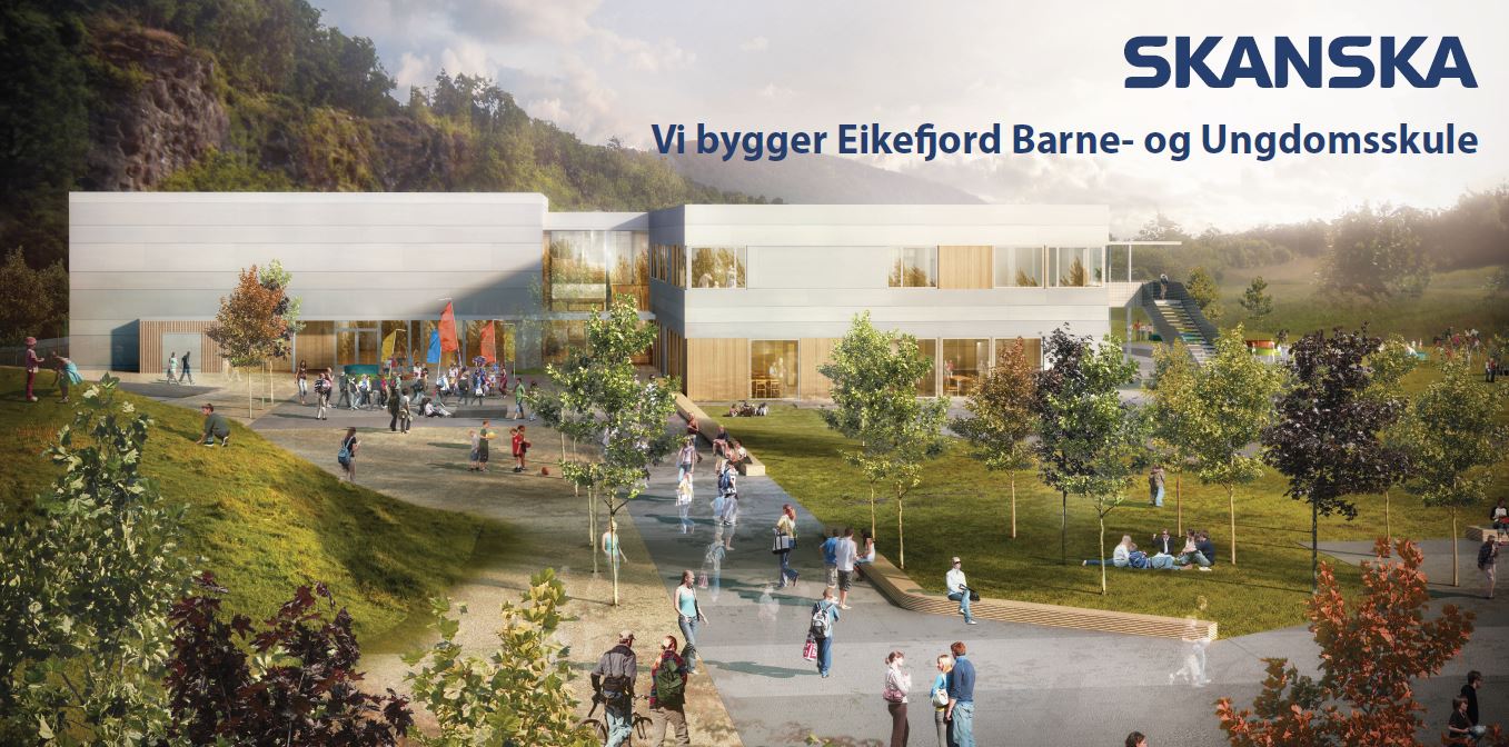 Skisse av nye Eikefjord barne- og ungdomsskole