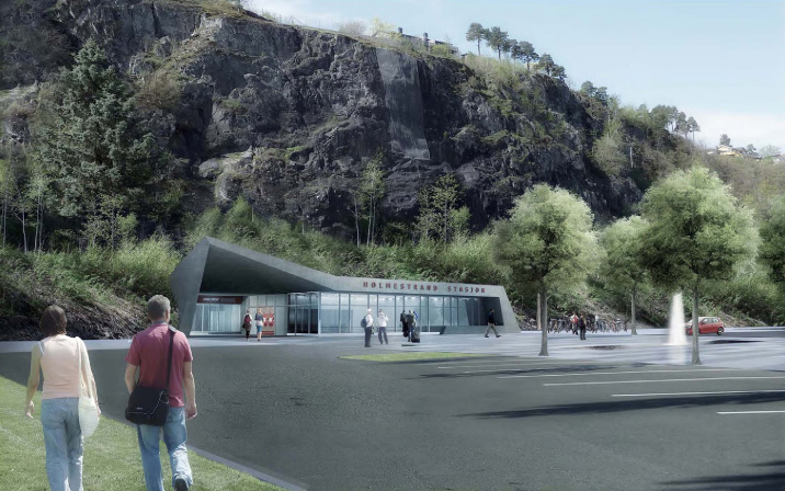 Skissetegning fra innganspartiet