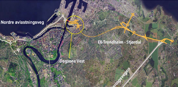 Inntegnet vei/tunnel i kart