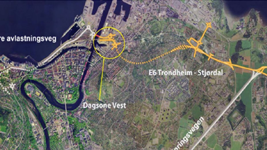 Inntegnet vei/tunnel i kart Inntegnet vei/tunnel i kart