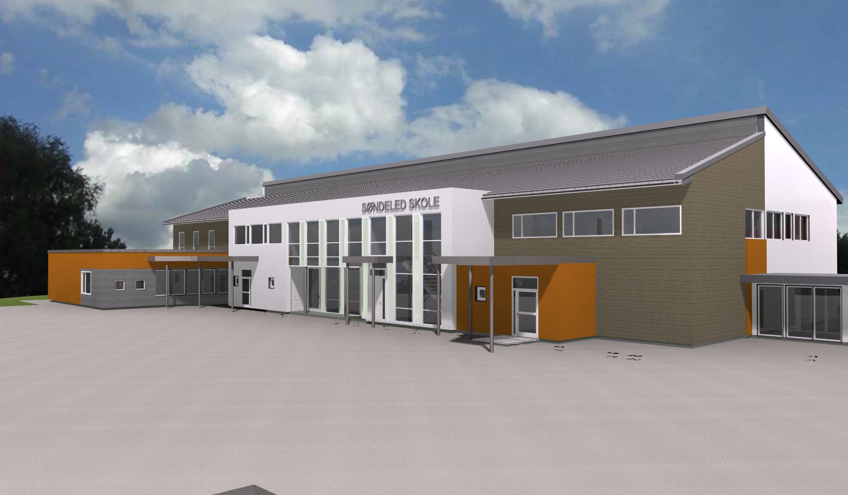 Skissetegning nye Søndeled skole