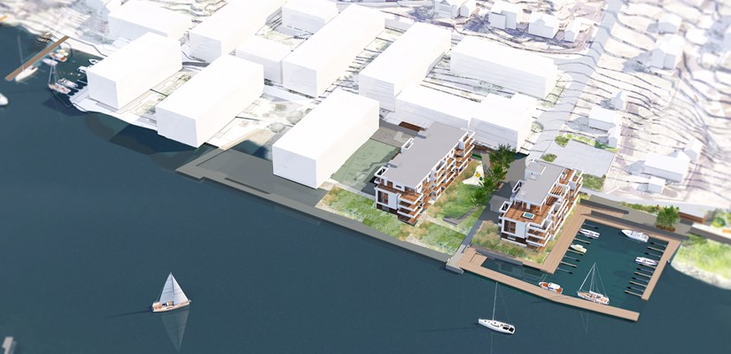 Husøy Havn vil bidra sterkt til å transformere nordsiden av Husøy til et attraktivt boligområde. Illustrasjon: SPIR Arkitekter Husøy Havn vil bidra sterkt til å transformere nordsiden av Husøy til et attraktivt boligområde. Illustrasjon: SPIR Arkitekter