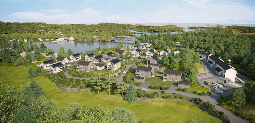 Skarpnes boligfelt. Illustrasjon: Rambøll. Skarpnes boligfelt. Illustrasjon: Rambøll.